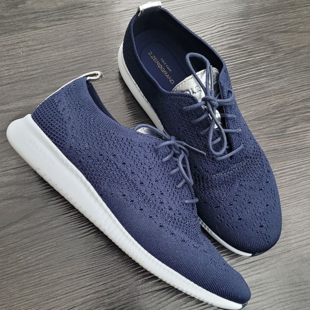 Cole Haan 2. Zerogrand Women's Navy Knit Loafer Sneakers Size 7 Wingtip Casual